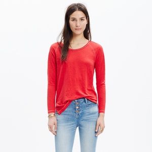 Madewell Women modern linen raglan tee RED Small